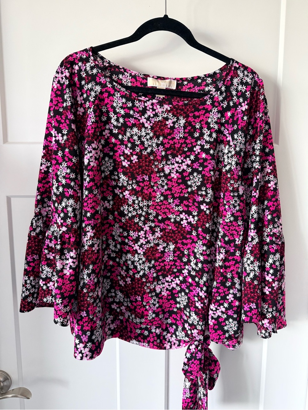 Michael Kors Floral Tie-Hem Women’s Top in Pink and Black size 1X